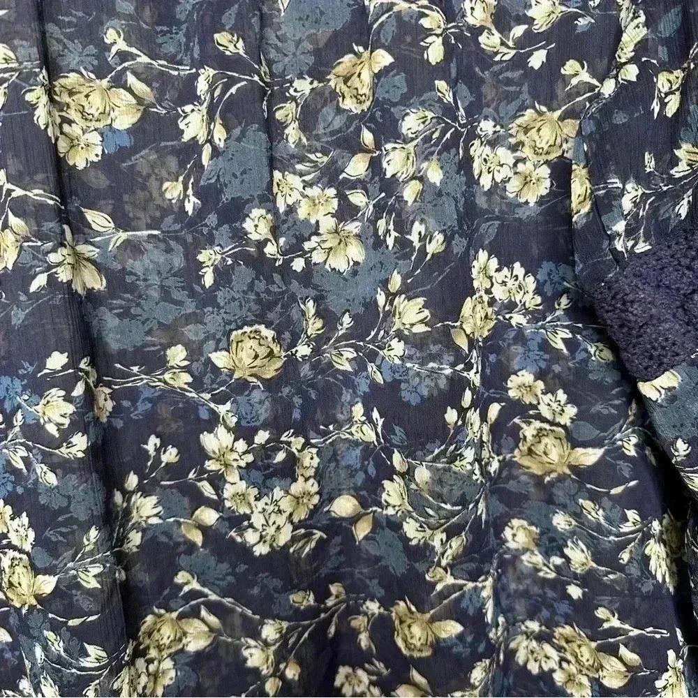 Denver Hayes Boho Blouse Sheet Flowy Floral Blue/White/Brown Size Extra Large - Picture 16 of 16